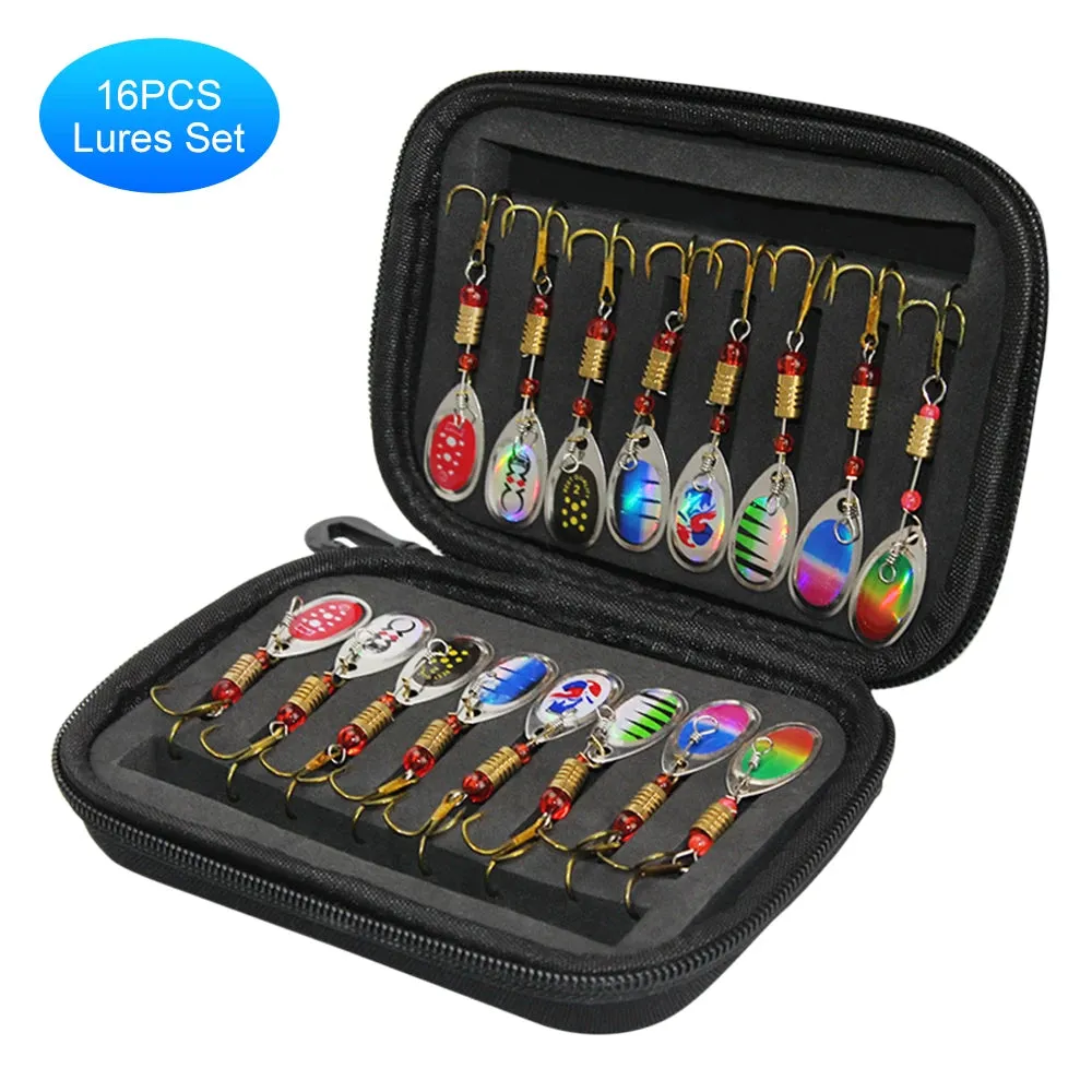 16pcs/20pcs Set Fishing Spoons Lures Metal Baits Set forCasting Spinner Fishing Bait with Storage Bag Case For Outdoor Fishing