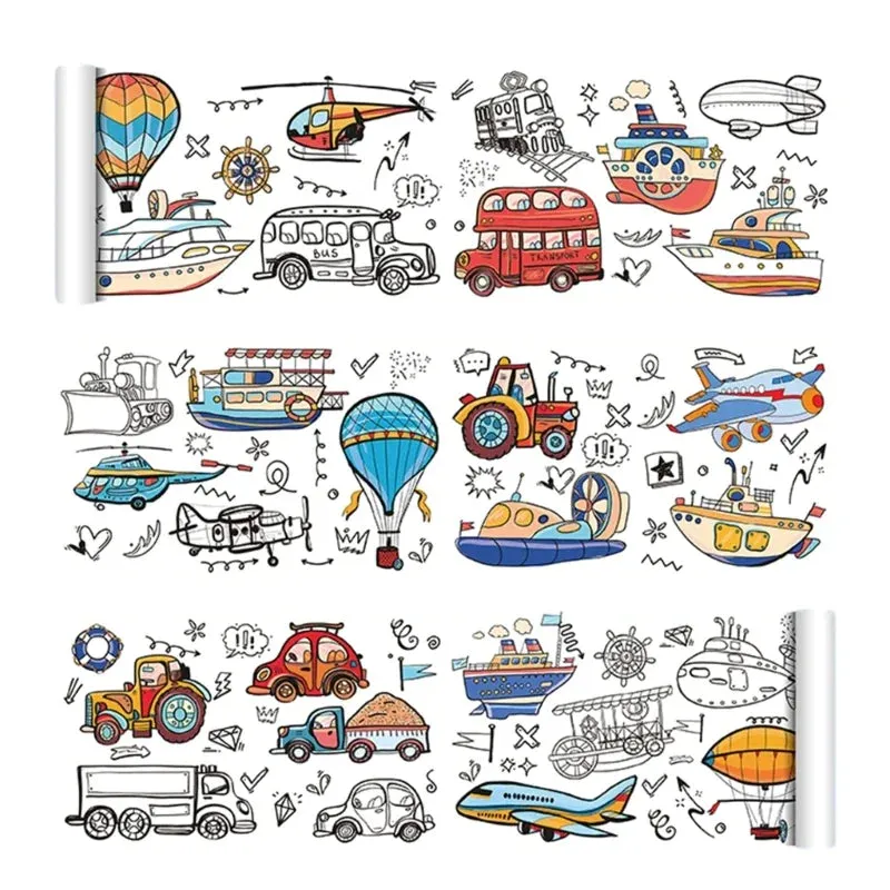 200cm Children Drawing Roll Nonrepeatable Pattern Kids Diy Coloring Paper Scroll