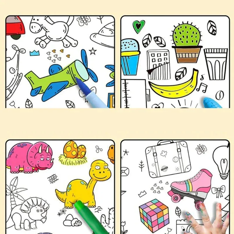 200cm Children Drawing Roll Nonrepeatable Pattern Kids Diy Coloring Paper Scroll