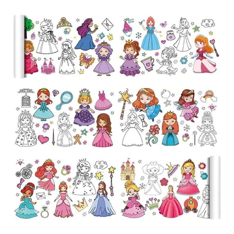 200cm Children Drawing Roll Nonrepeatable Pattern Kids Diy Coloring Paper Scroll