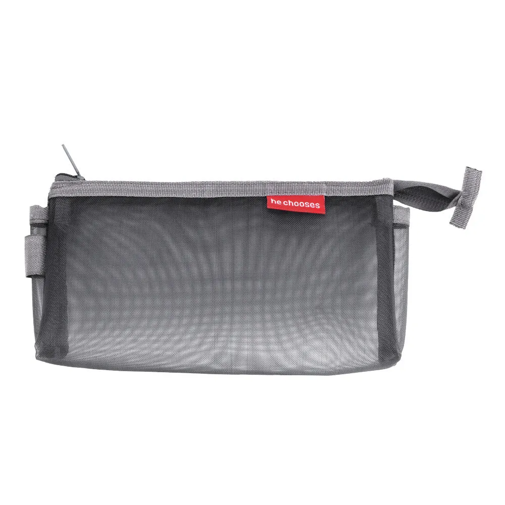 23*12*3.5cm Nylon Transparent Mesh Large Capacity Stationery Bag for Students