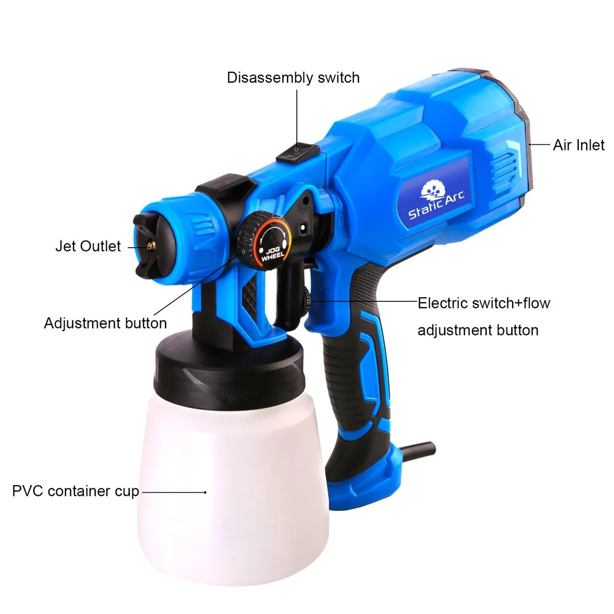 550W ELECTRIC SPRAY GUN SUCTION FEED 800ML CUP VEHICLE CAR WOOD FENCE PAINT