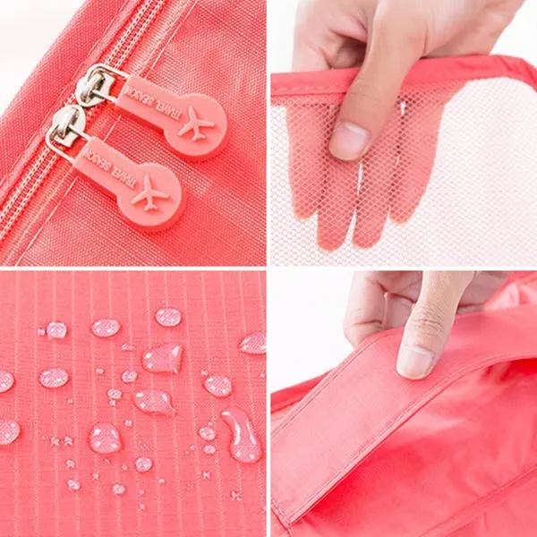 6Pcs Waterproof Travel Bag Clothes Pouch Nylon Luggage Organizer