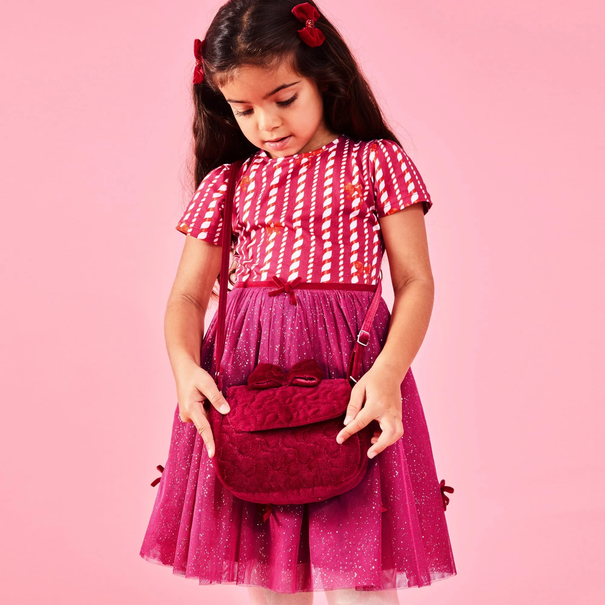 Accessorize London Girl's Quilted Velvet Bag