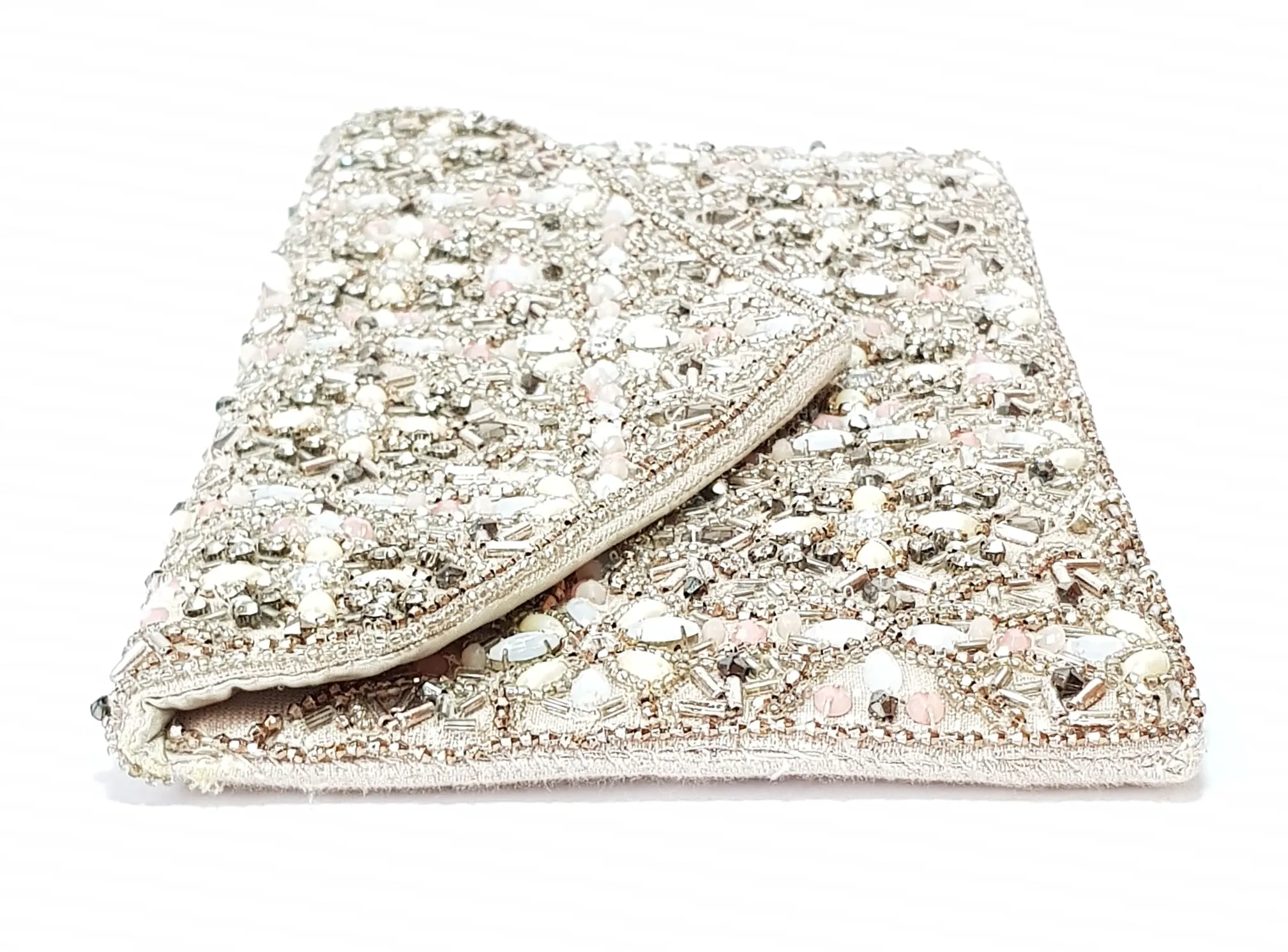 Accessorize Pink & Beige Sequins Clutch | Gently Used |