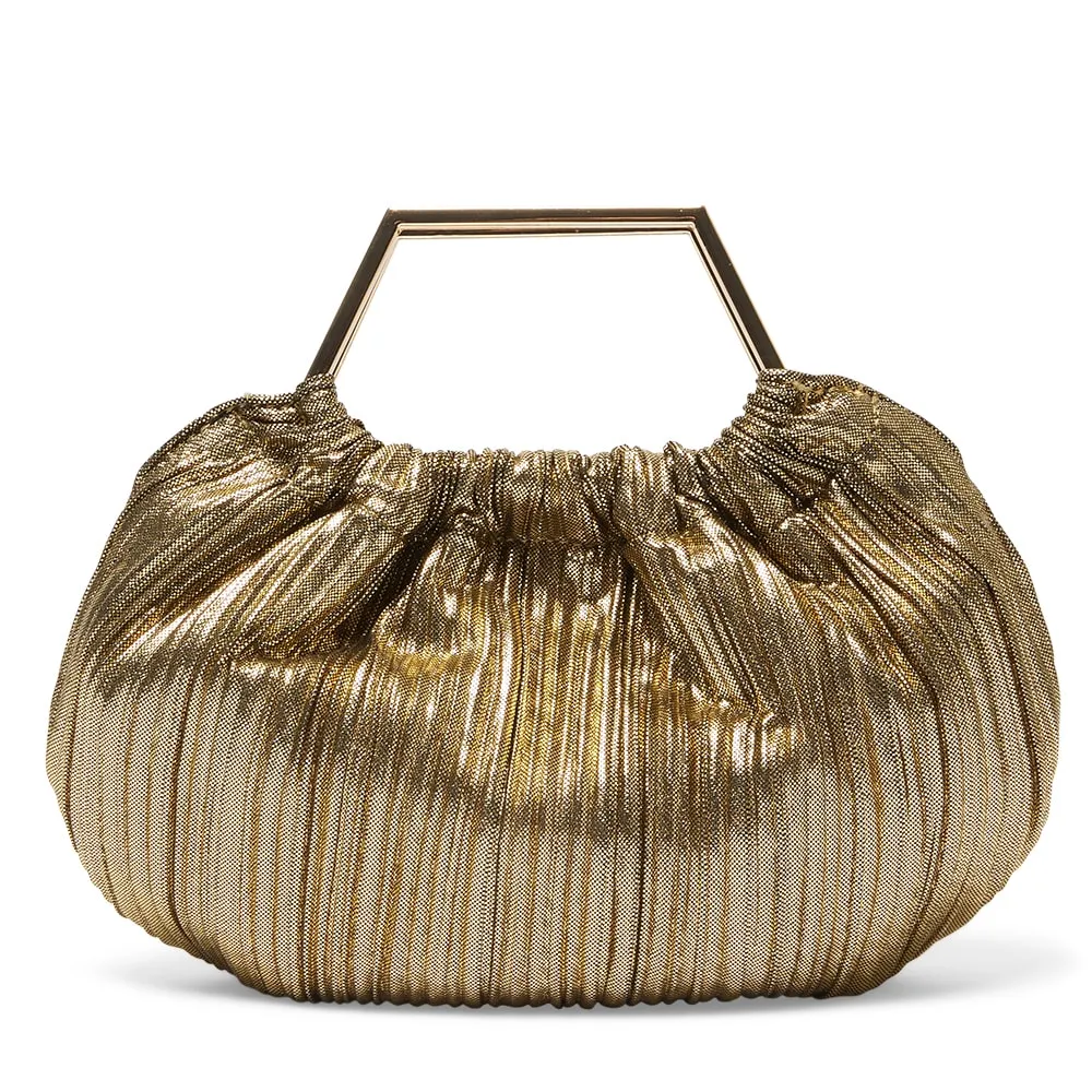 Allison Evening Bag in Dark Gold Pleat