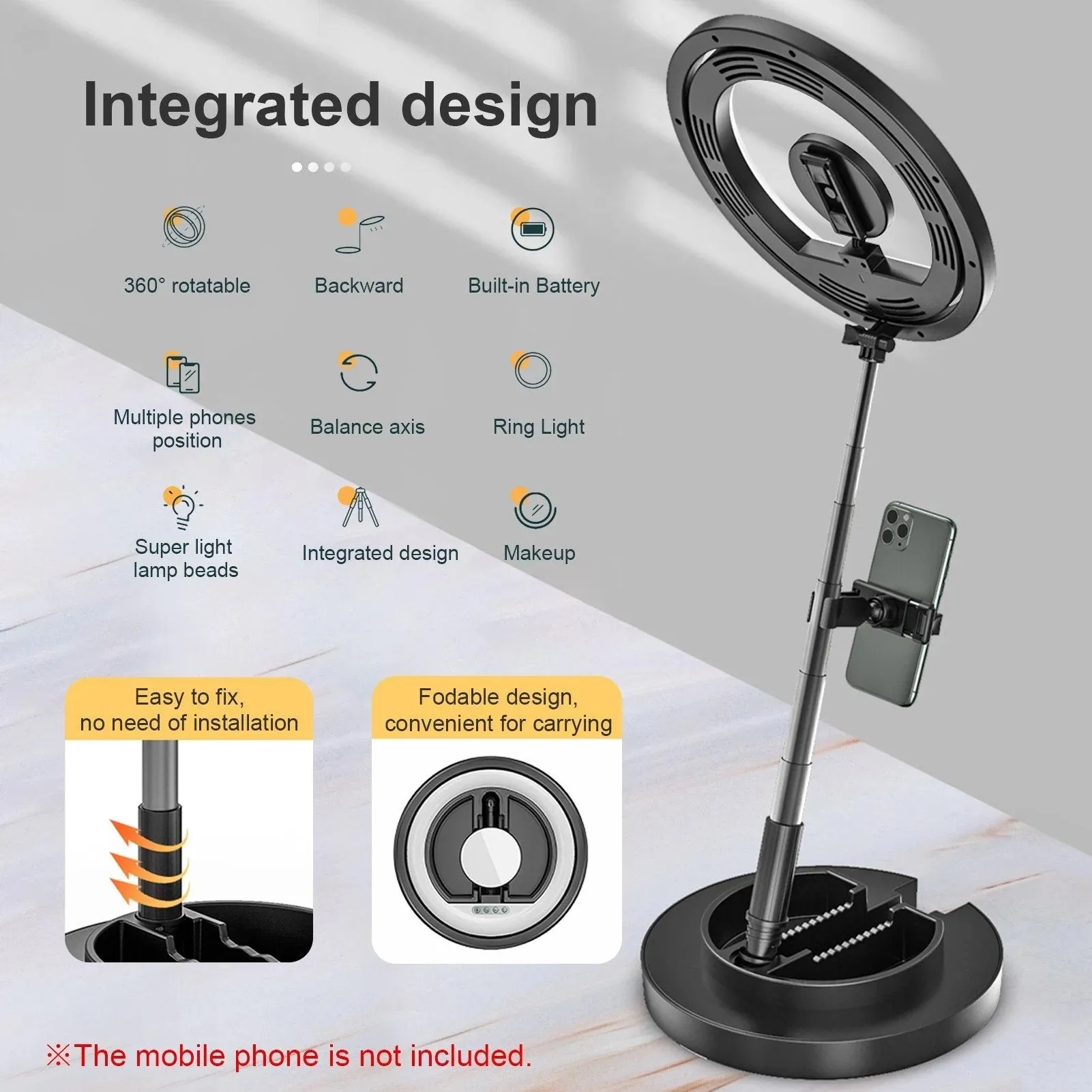 Andoer JMT2 PRO 360¬∞ Rotatable Mini Ring Light