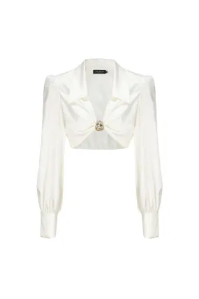 ANDREA WHITE SATIN CROP TOP