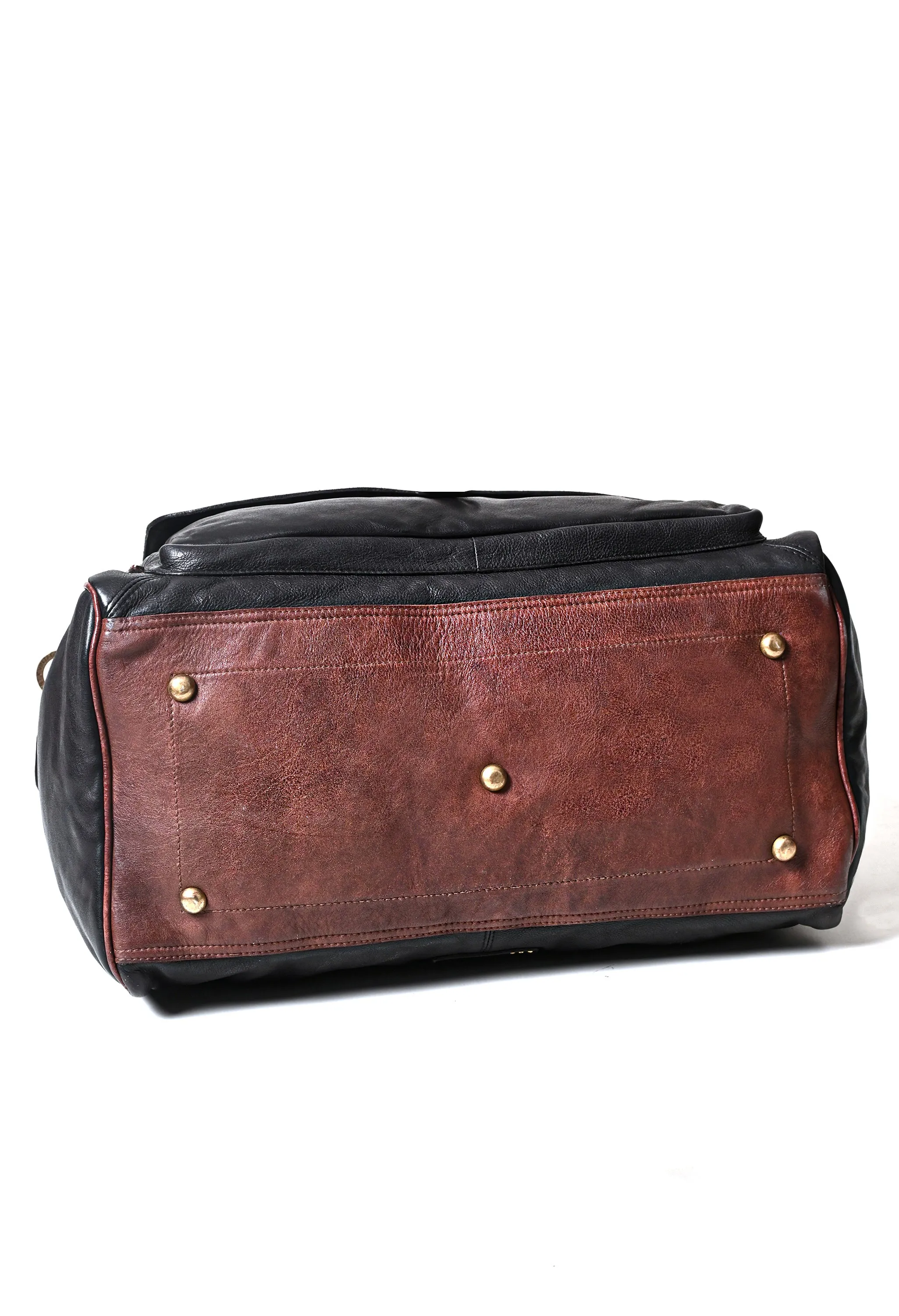 Art N Vintage Drifter: Real Leather Black Duffle Bag