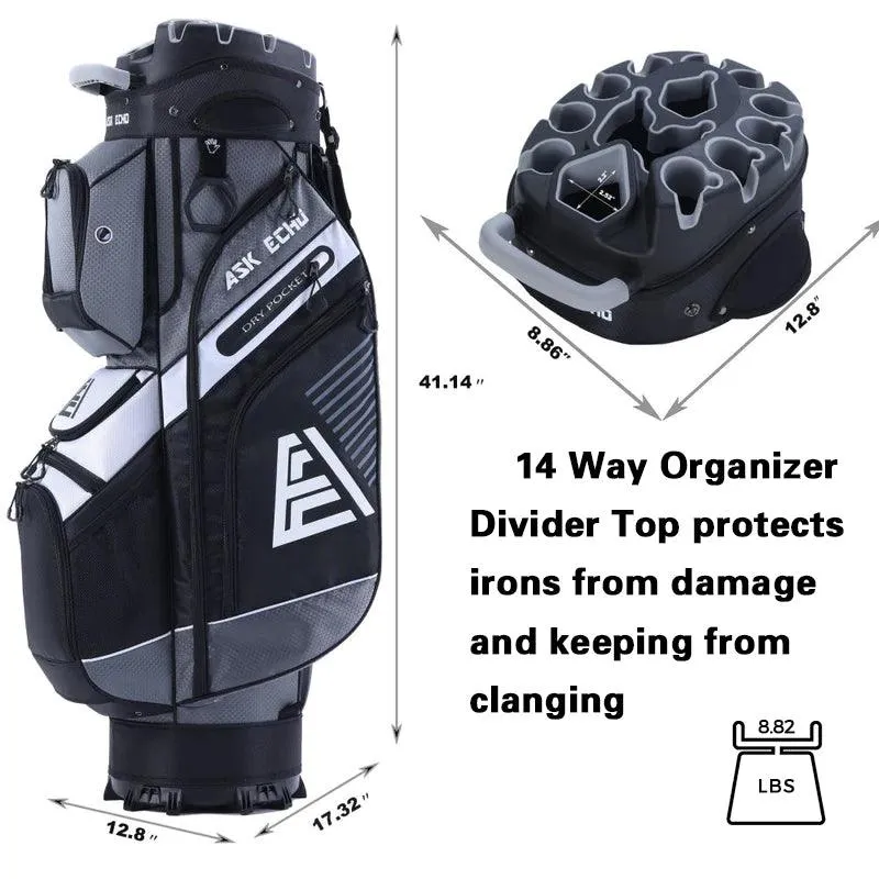 Ask Echo T-LOCK 2.0 14 Way Organizer Dividers Golf Soundless Cart Bag / Grey