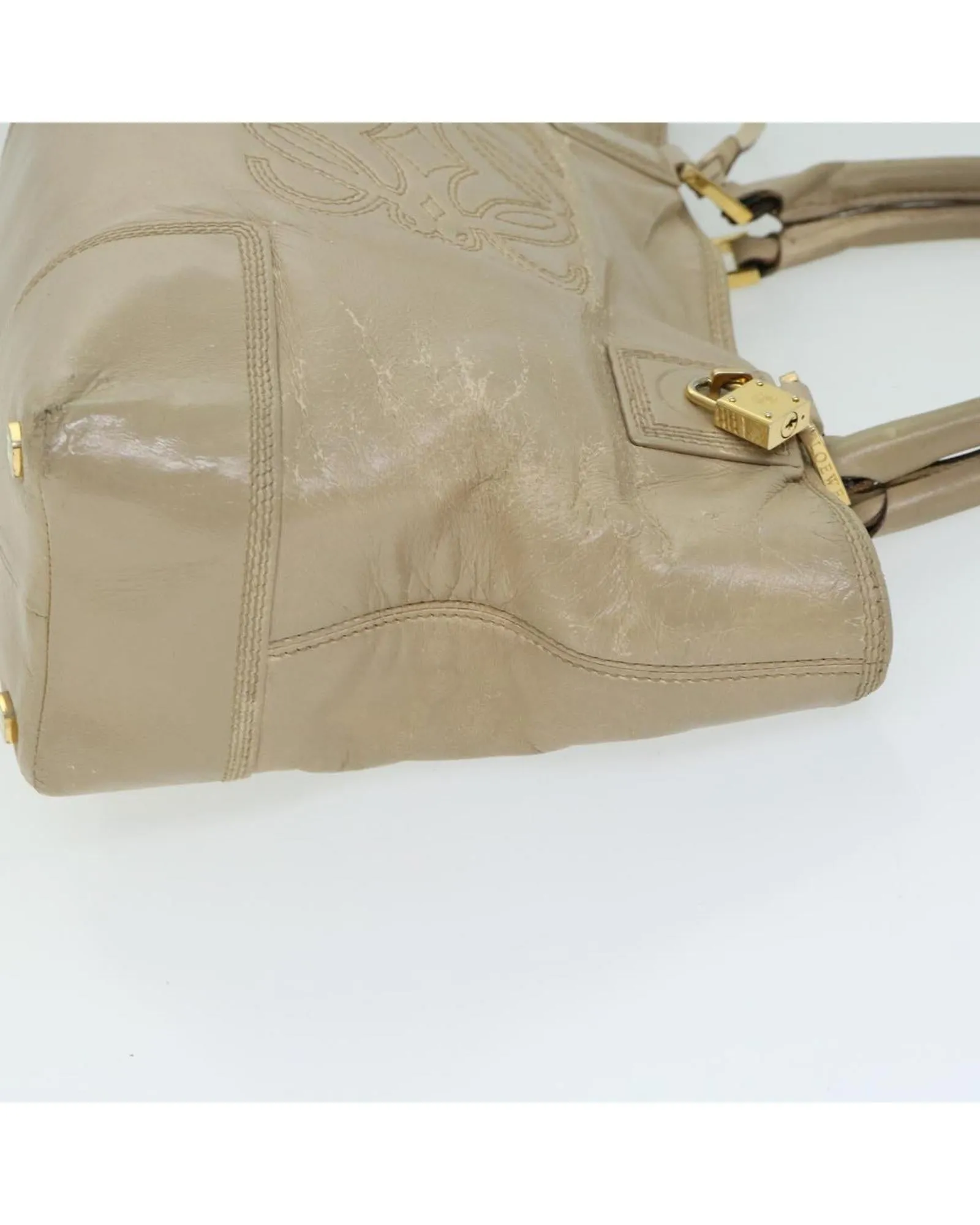 Authentic Beige Leather Hand Bag by LOEWE