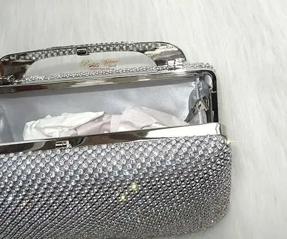 Beautiful Silver Sparkling Party Evening Clutch Purse for Party Cocktail