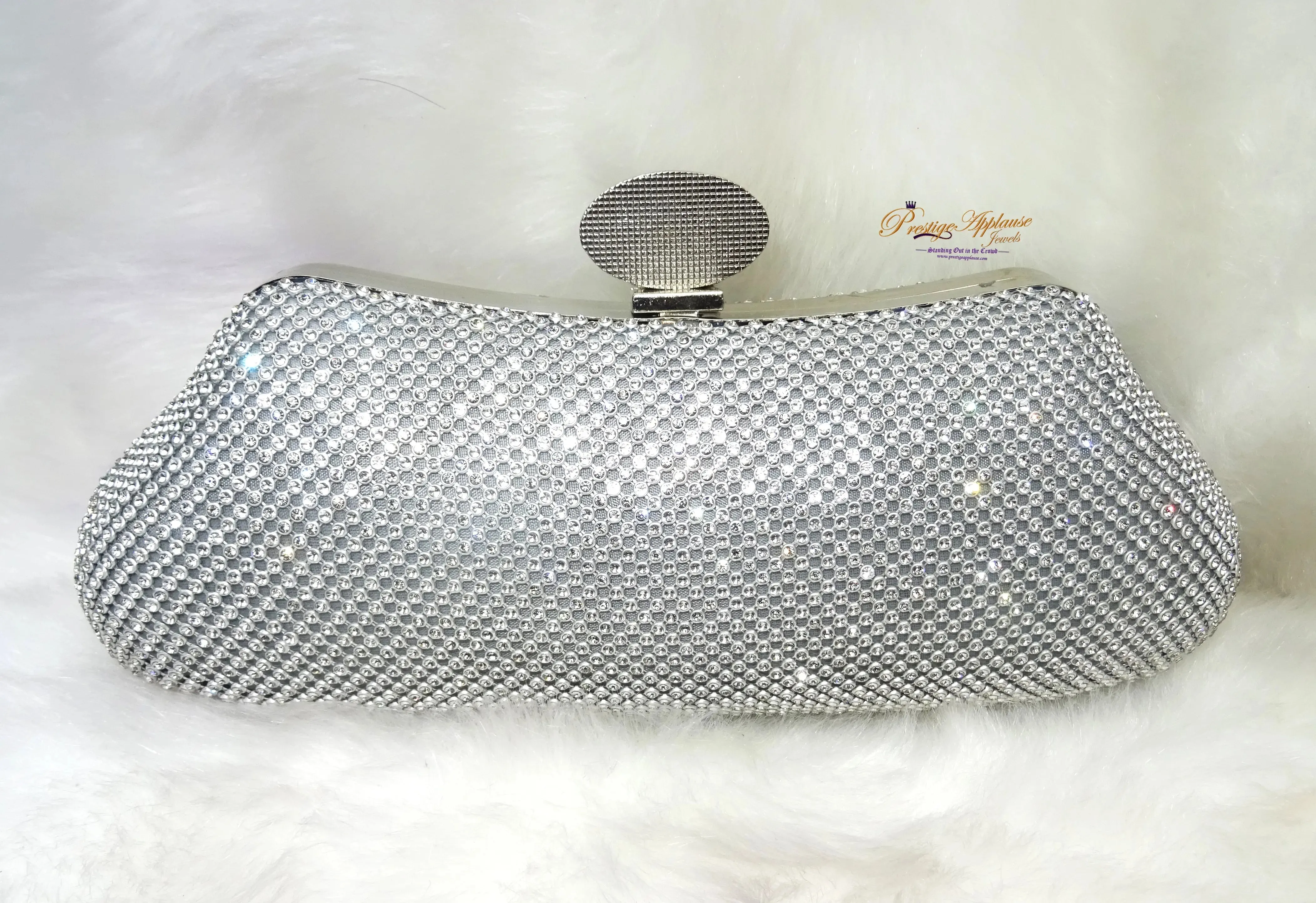 Beautiful Silver Sparkling Party Evening Clutch Purse for Party Cocktail