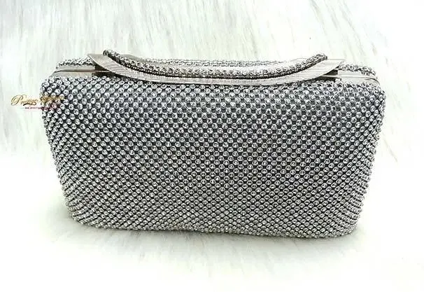 Beautiful Silver Sparkling Party Evening Clutch Purse for Party Cocktail