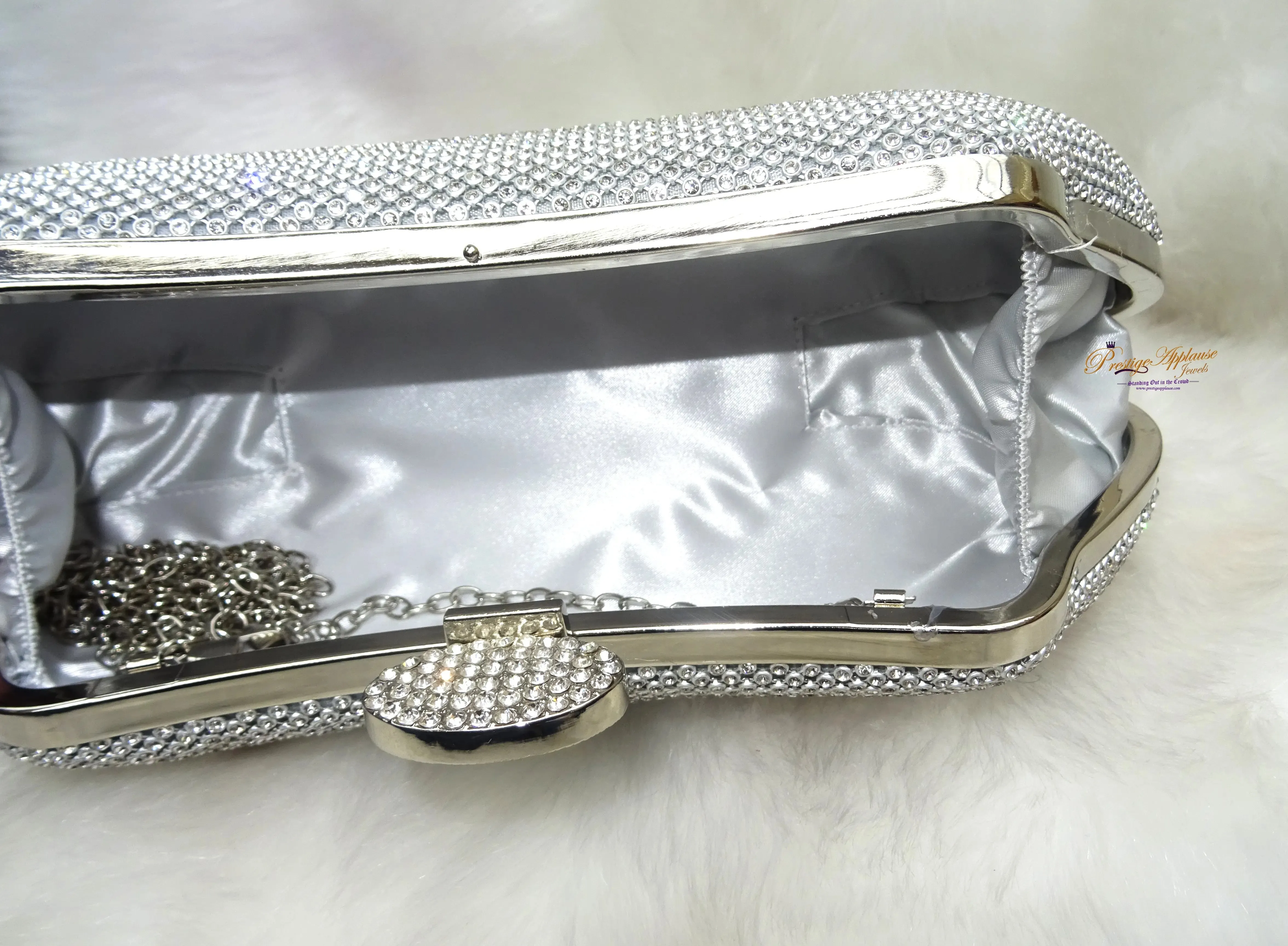 Beautiful Silver Sparkling Party Evening Clutch Purse for Party Cocktail