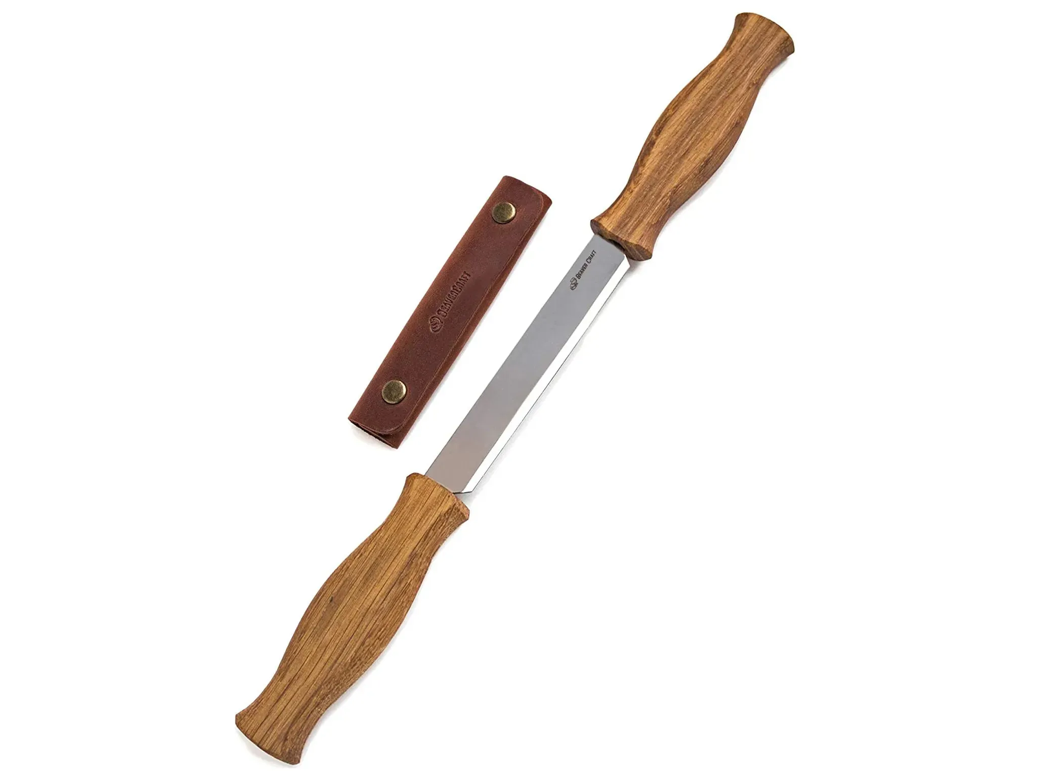 BeaverCraft (DK1S) Drawknife with Oak Handle in Leather Sheath