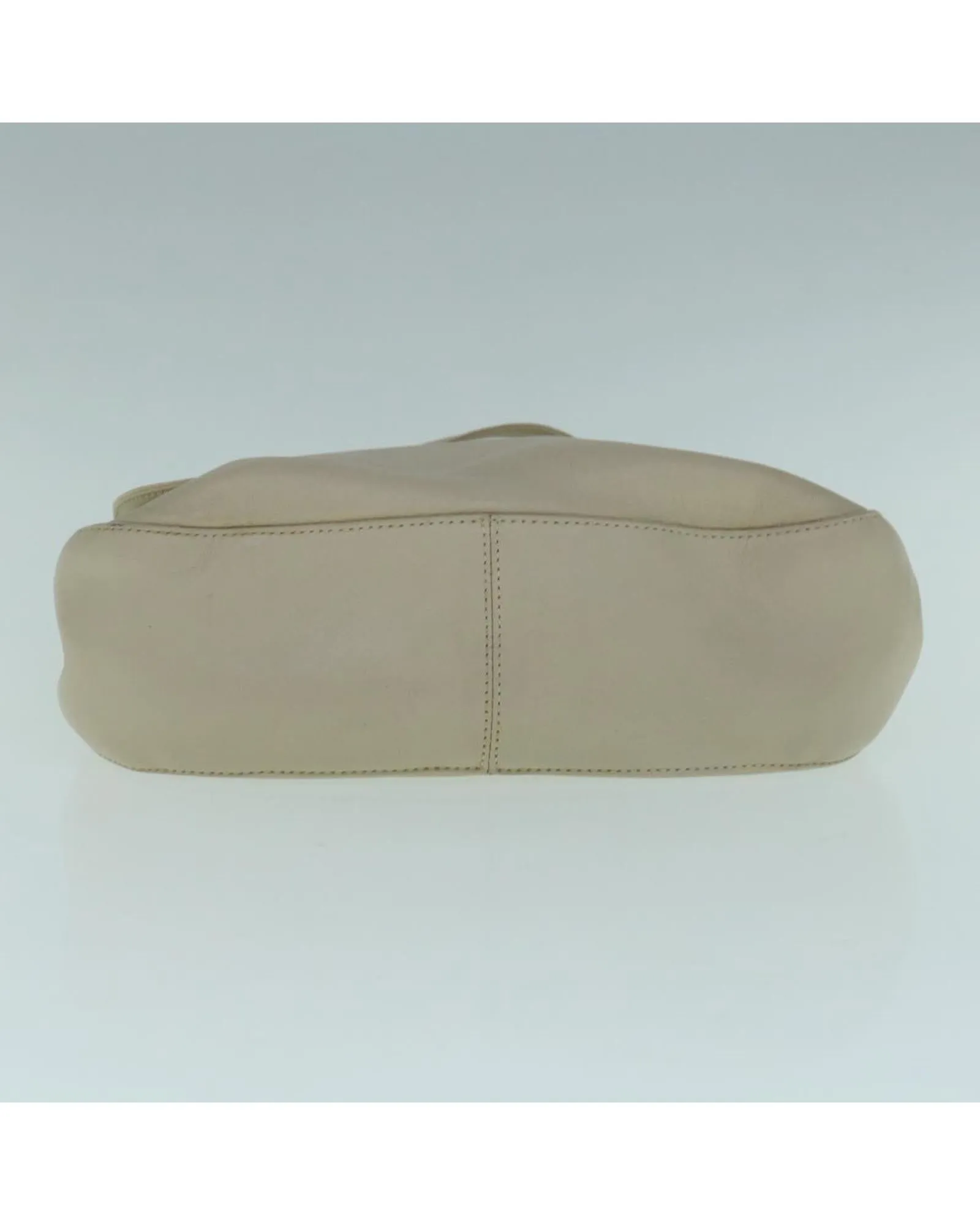 Beige Leather Shoulder Bag with 33cm Drop - Italian Made