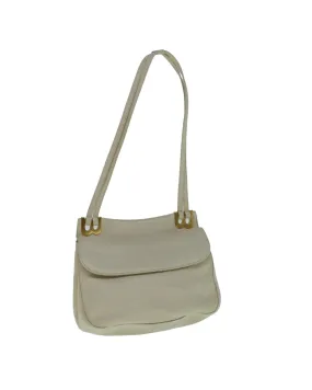 Beige Leather Shoulder Bag with 33cm Drop - Italian Made