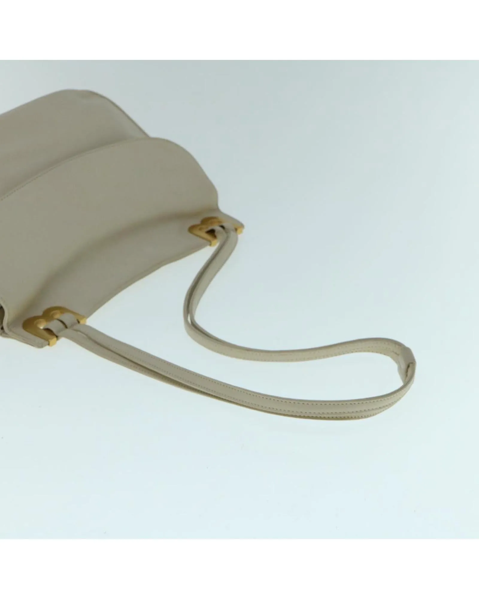 Beige Leather Shoulder Bag with 33cm Drop - Italian Made