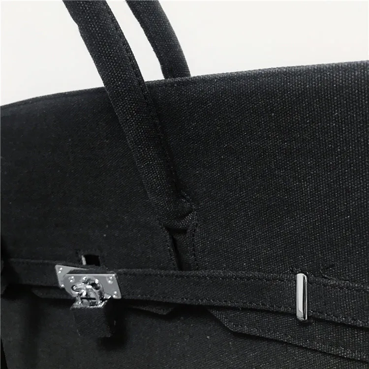 Black large-capacity canvas birkin inspired weekender travel bag