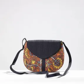 Black - Sling Bag - Handpainted Kalamkari Natural Dyed Ghicha Silk