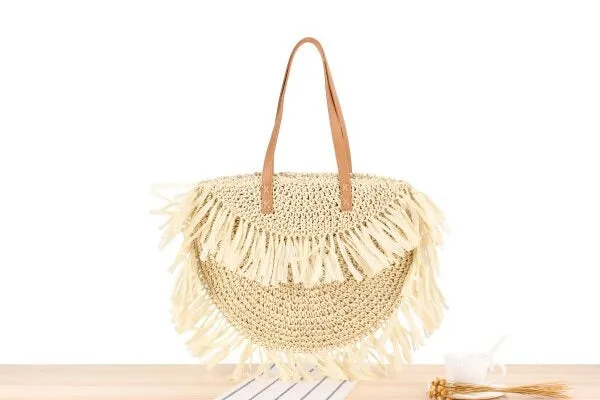 Bohemian Round Tassel Straw Shoulder Bag