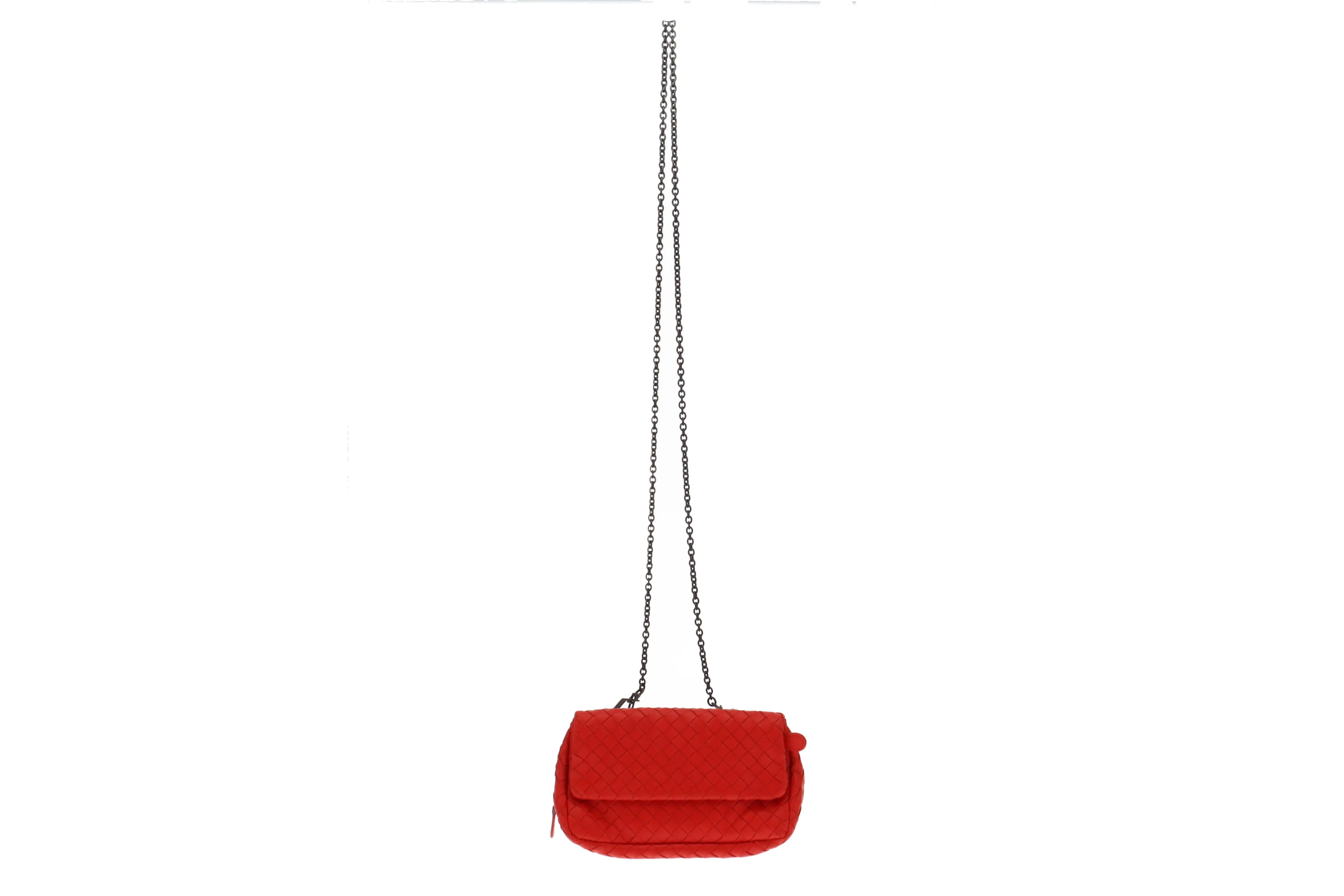 Bottega Veneta Red Mini Intrecciato Multi Zip Crossbody