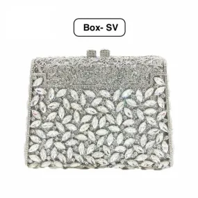 Box-Silver Women Clutch Evening Bag