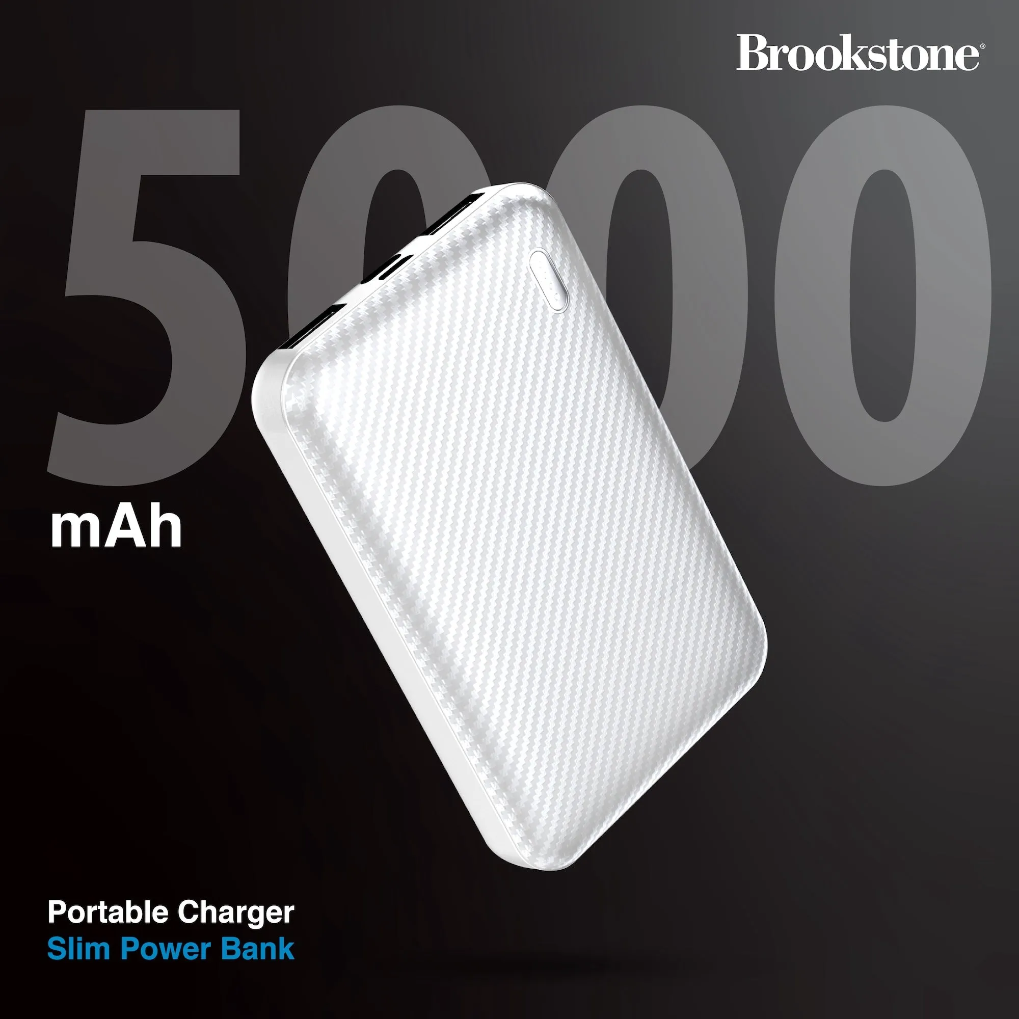 Brookstone Carbon Fiber 5000mah 2-Port Power Bank