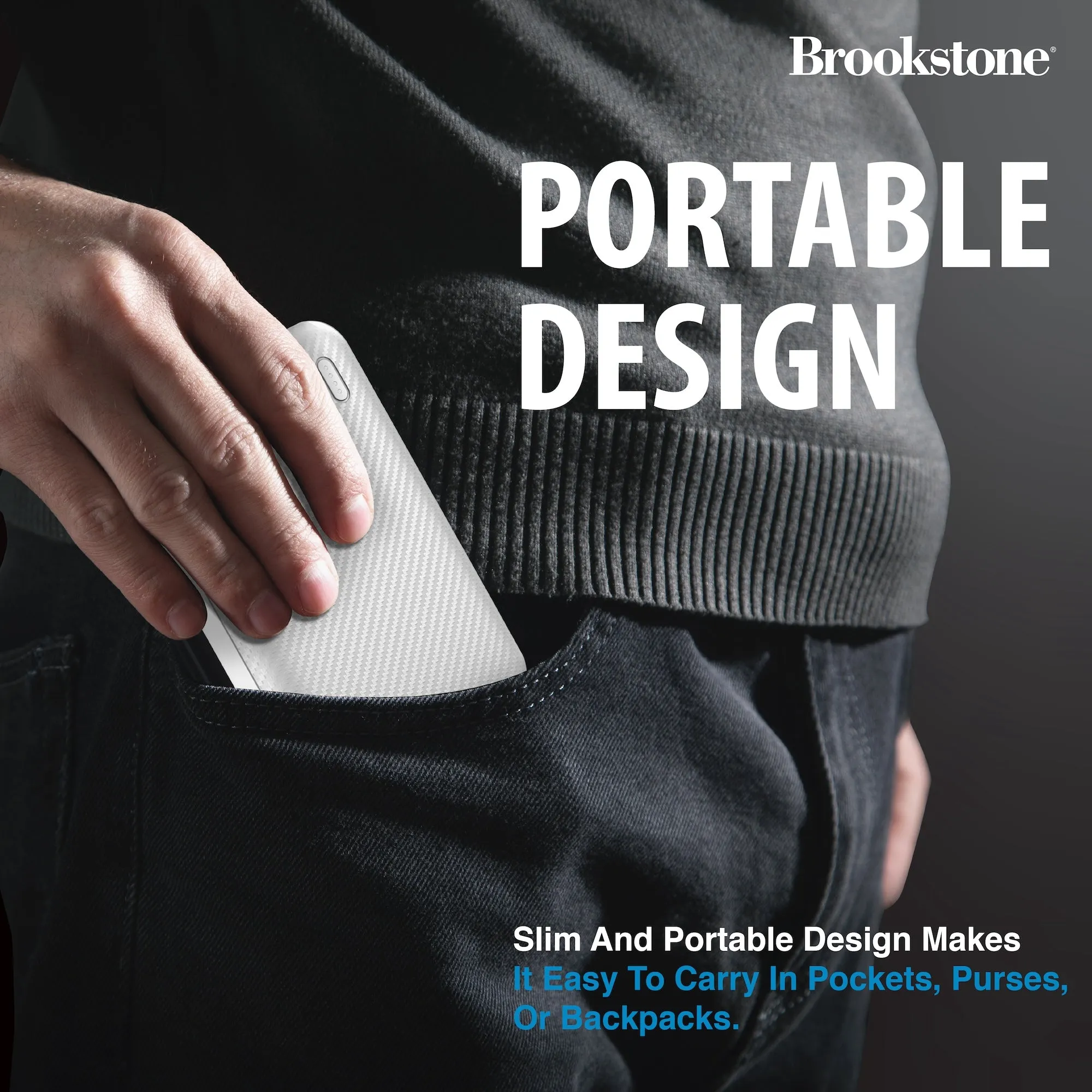 Brookstone Carbon Fiber 5000mah 2-Port Power Bank