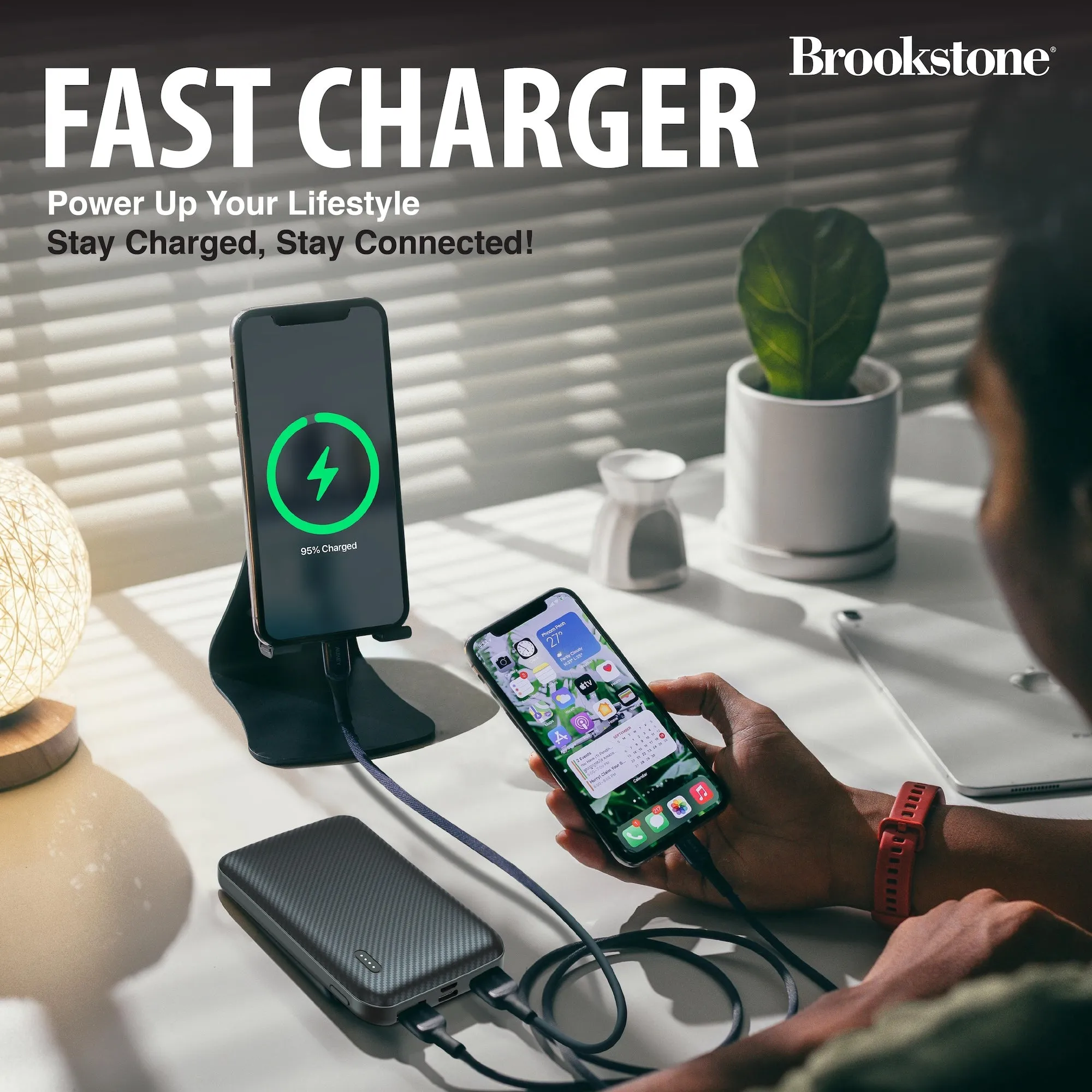 Brookstone Carbon Fiber 5000mah 2-Port Power Bank