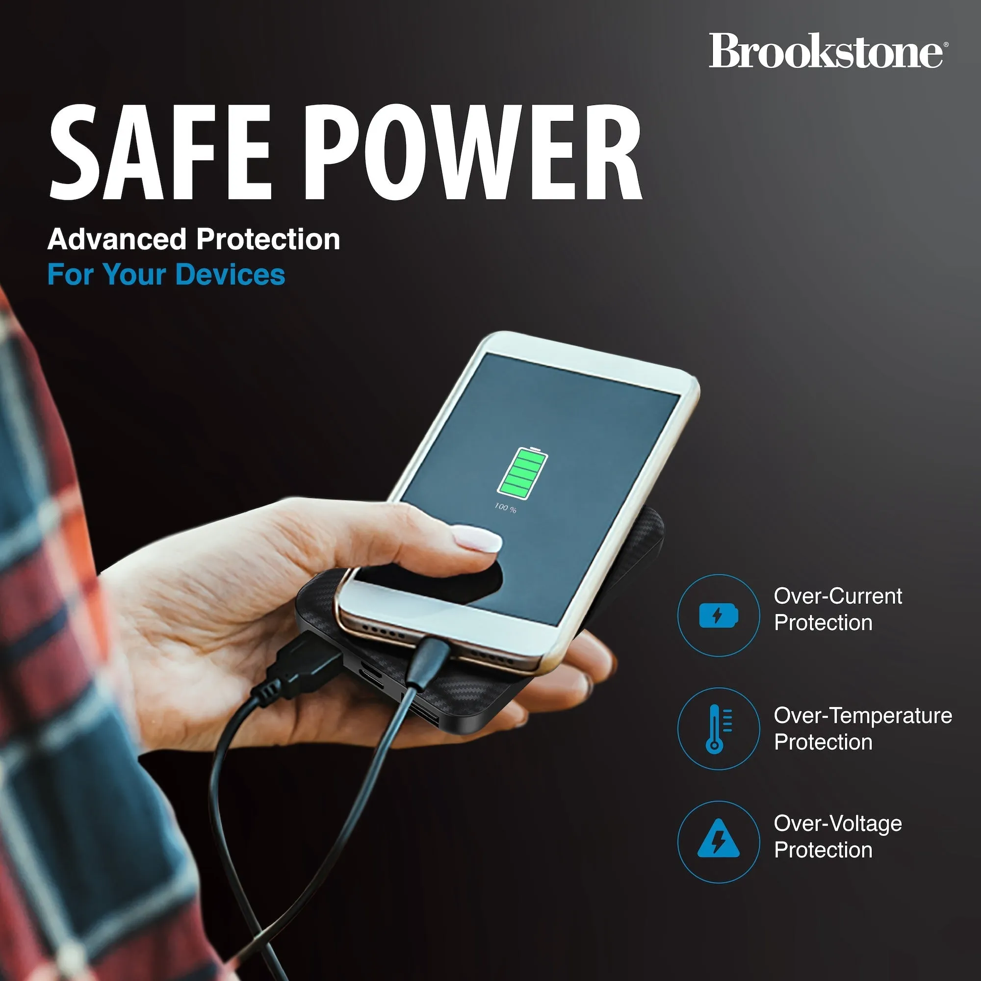 Brookstone Carbon Fiber 5000mah 2-Port Power Bank