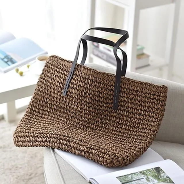 Brown Handmade Summer Beach Bag