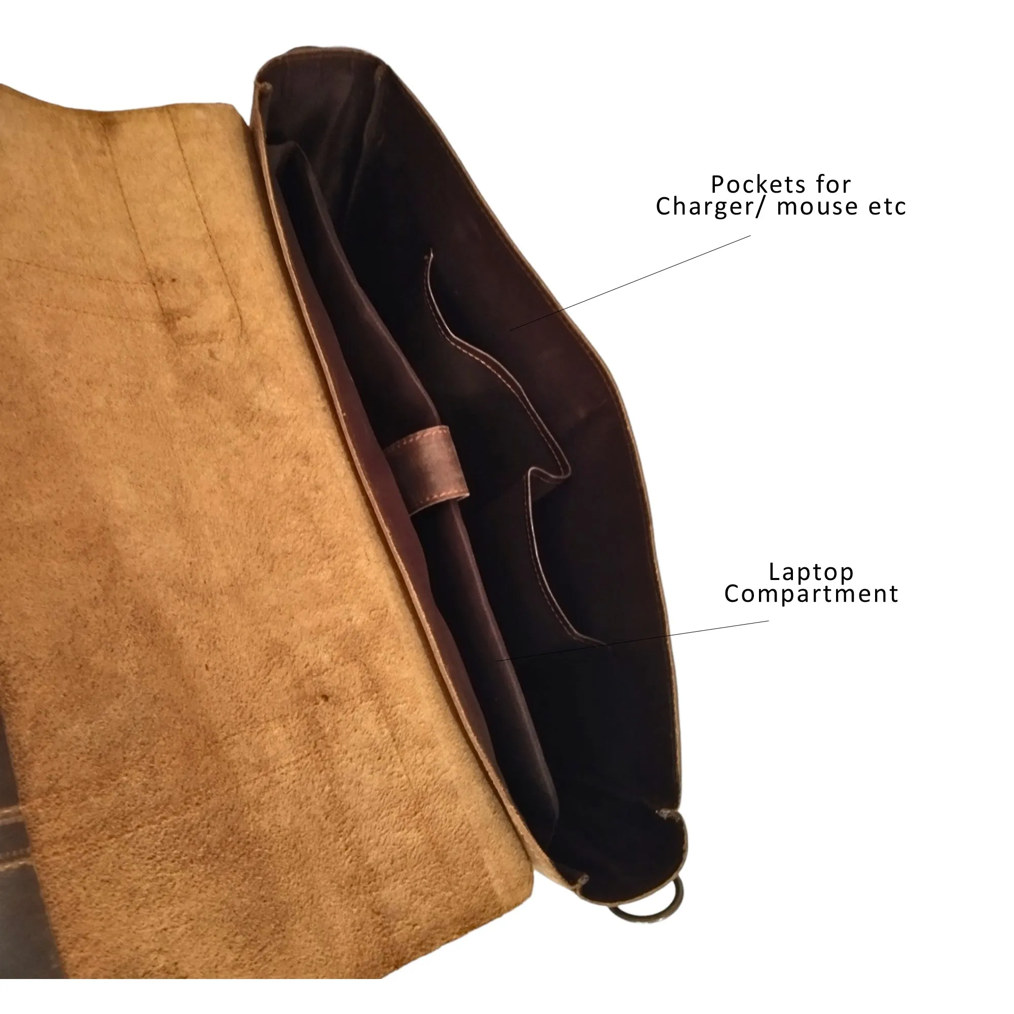 Brown Leather Laptop Bag - 15.6 Inch Messenger Bag