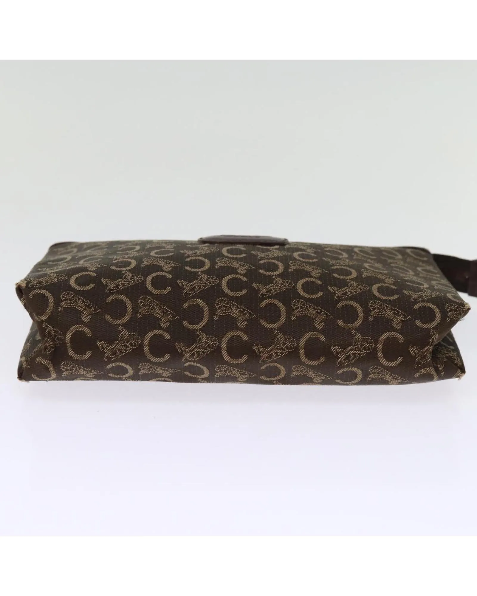 Brown Macadam Canvas Clutch Bag with Celine Logo