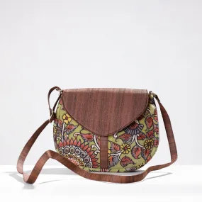 Brown - Sling Bag - Handpainted Kalamkari Natural Dyed Ghicha Silk