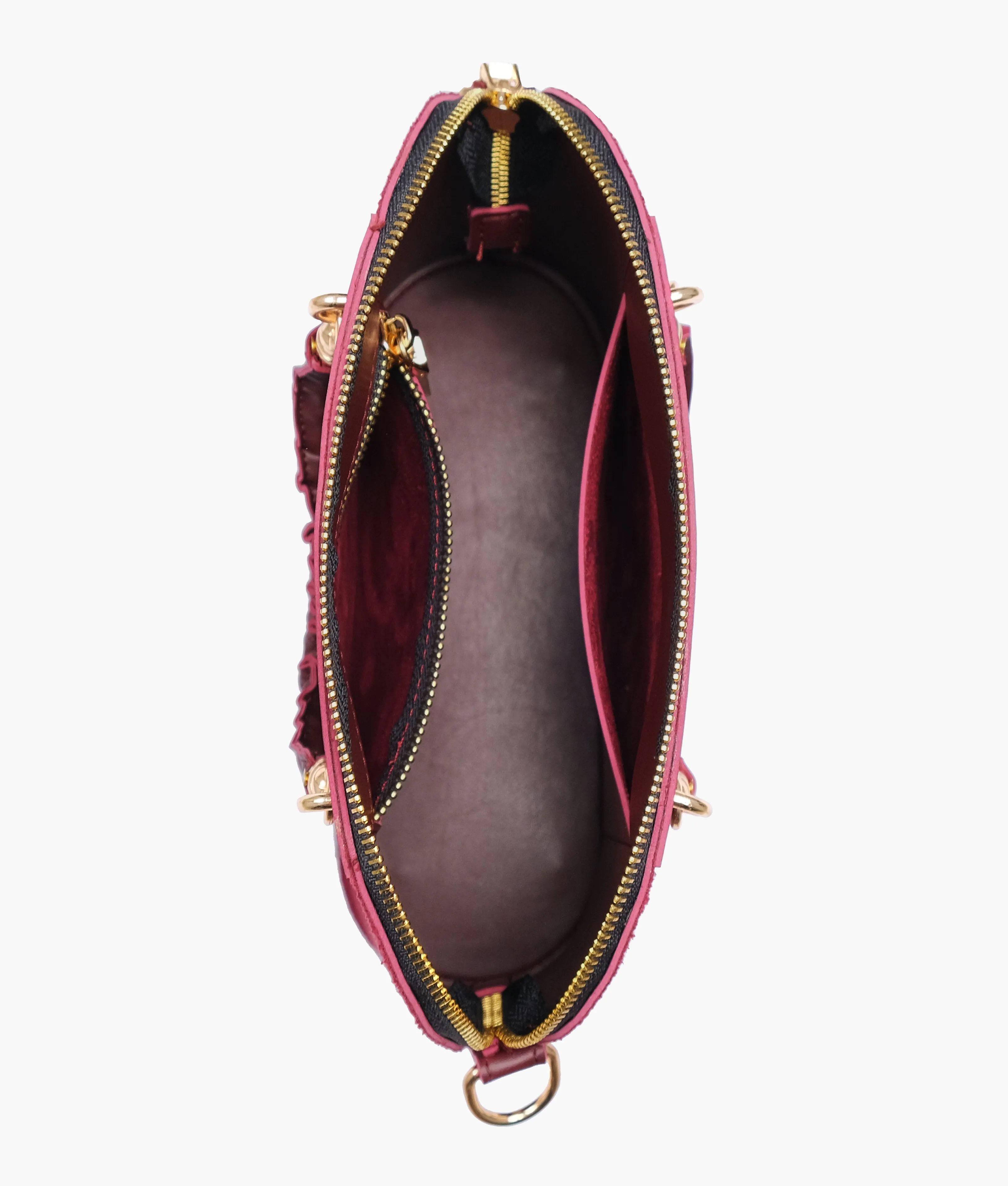 Burgundy suede small evening bag