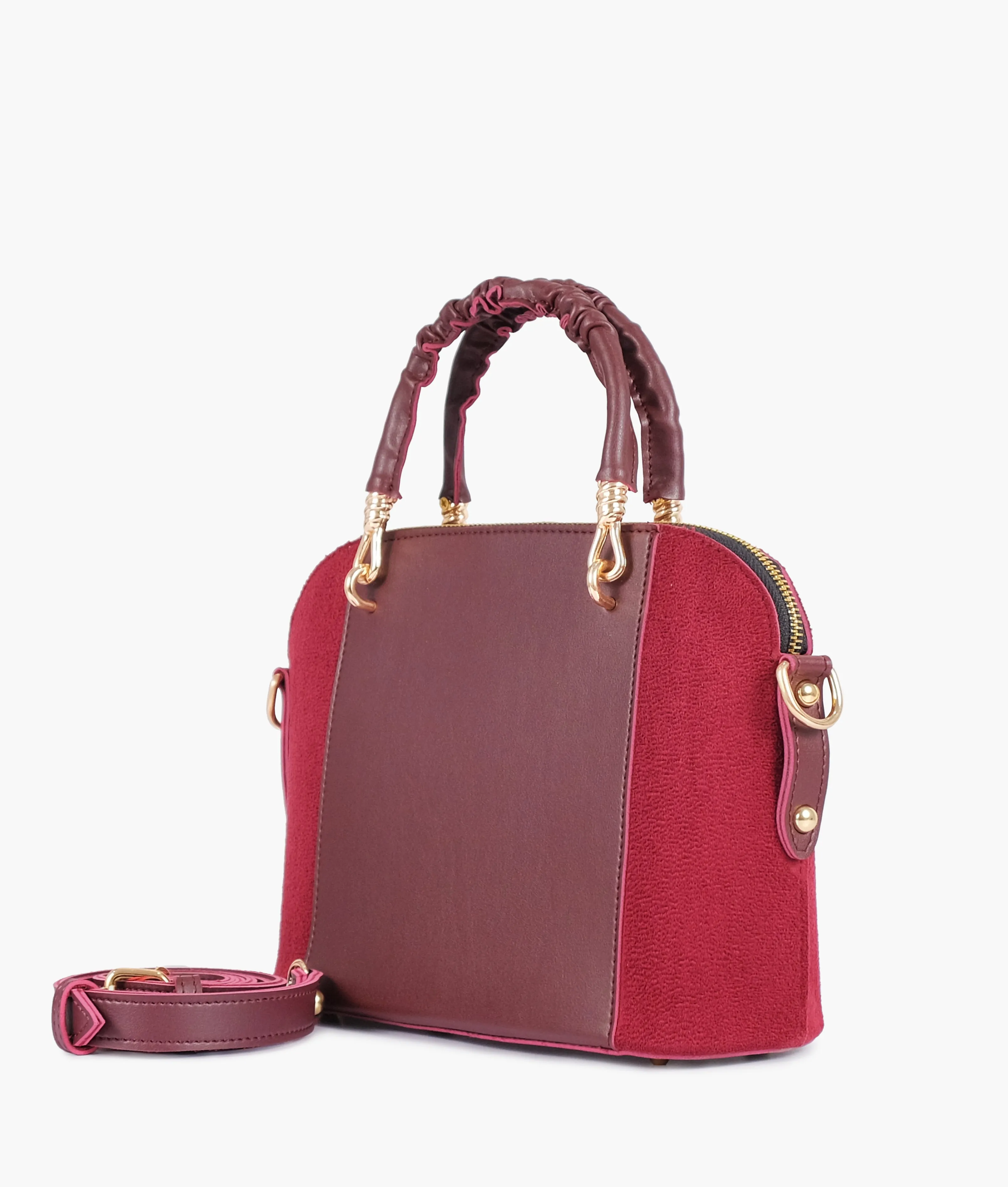 Burgundy suede small evening bag