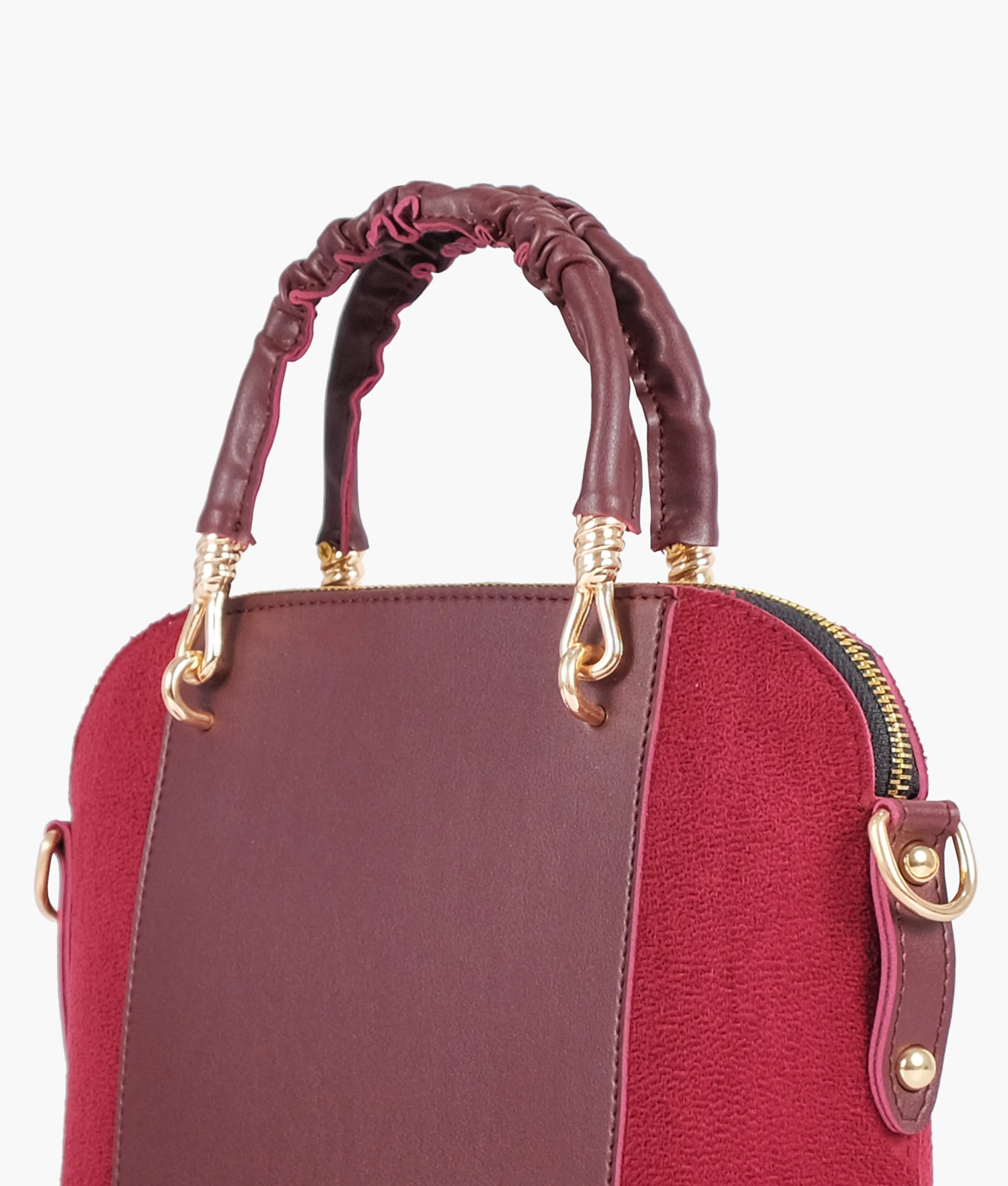 Burgundy suede small evening bag