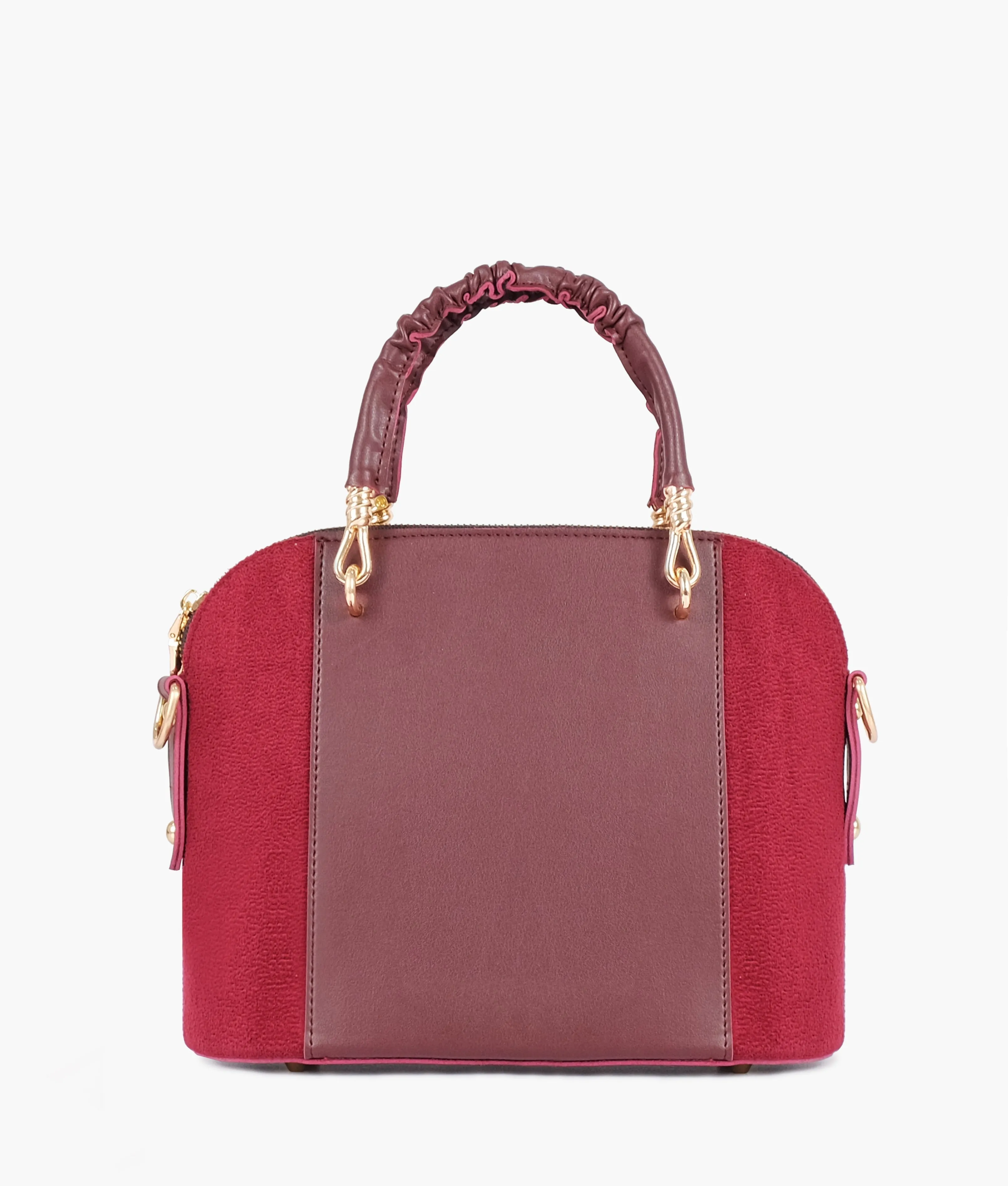 Burgundy suede small evening bag