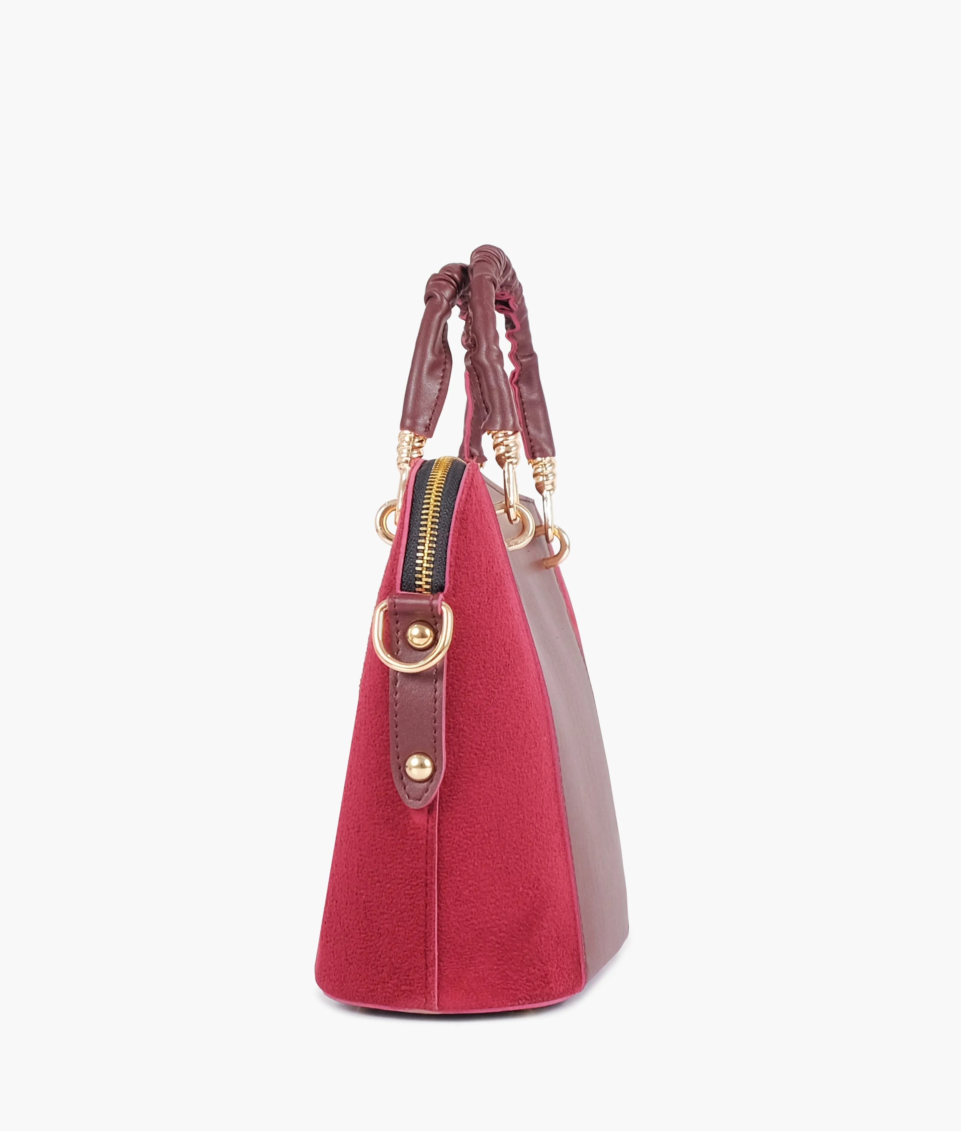 Burgundy suede small evening bag