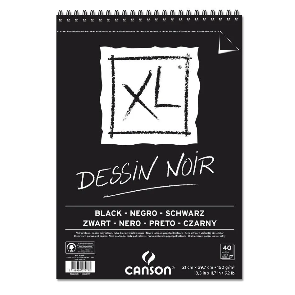 Canson XL Black Paper Spiral Pad A4