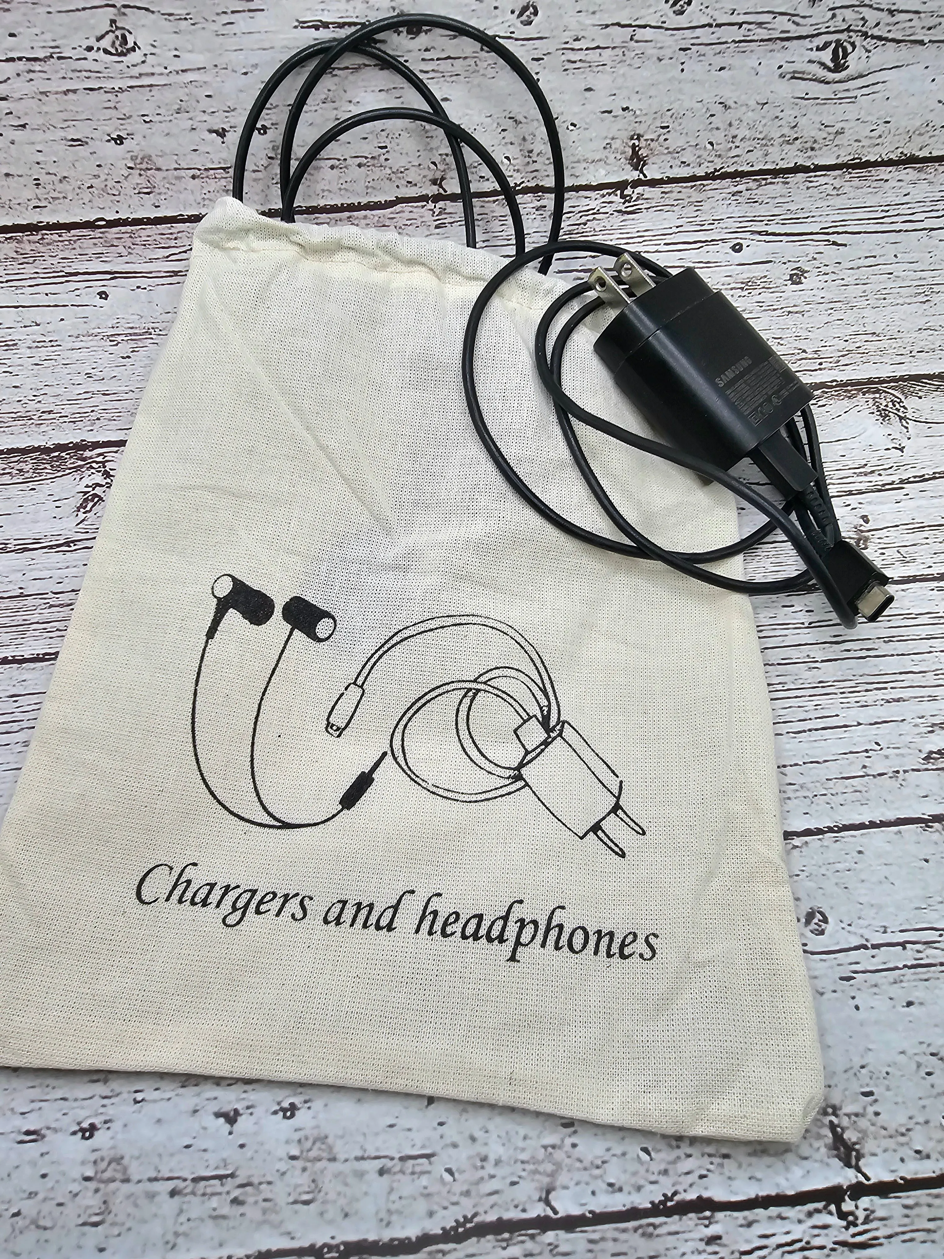 Charger and Headphones bag / Cables Accessory Bag / Cotton Charger Storage