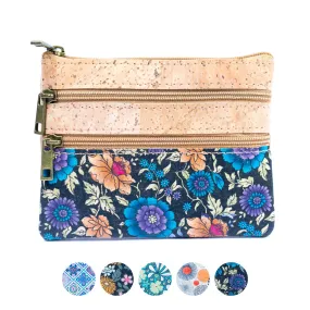 Chic Printed Cork Mini Wallet with Triple Zippers for Women BAG-2327