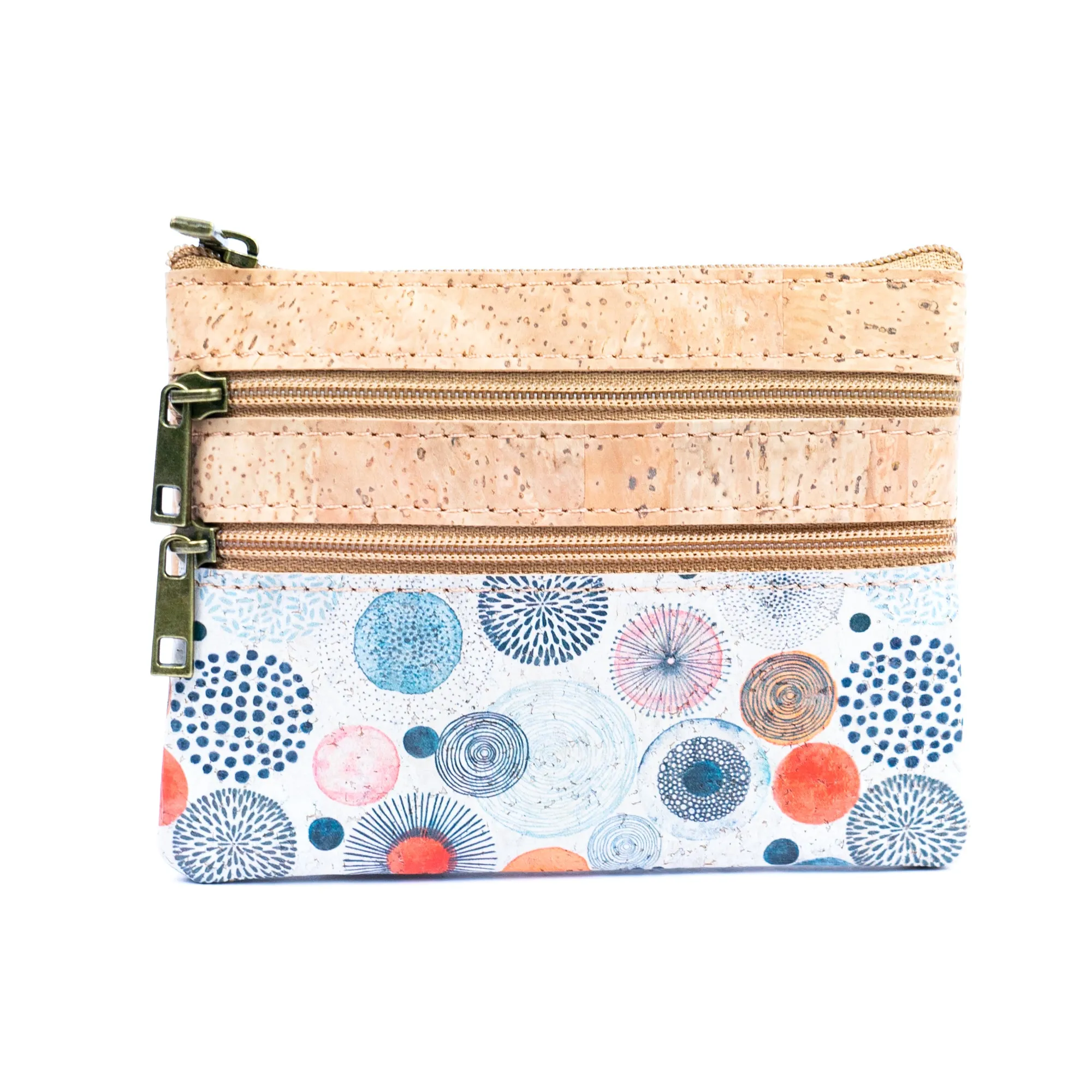 Chic Printed Cork Mini Wallet with Triple Zippers for Women BAG-2327