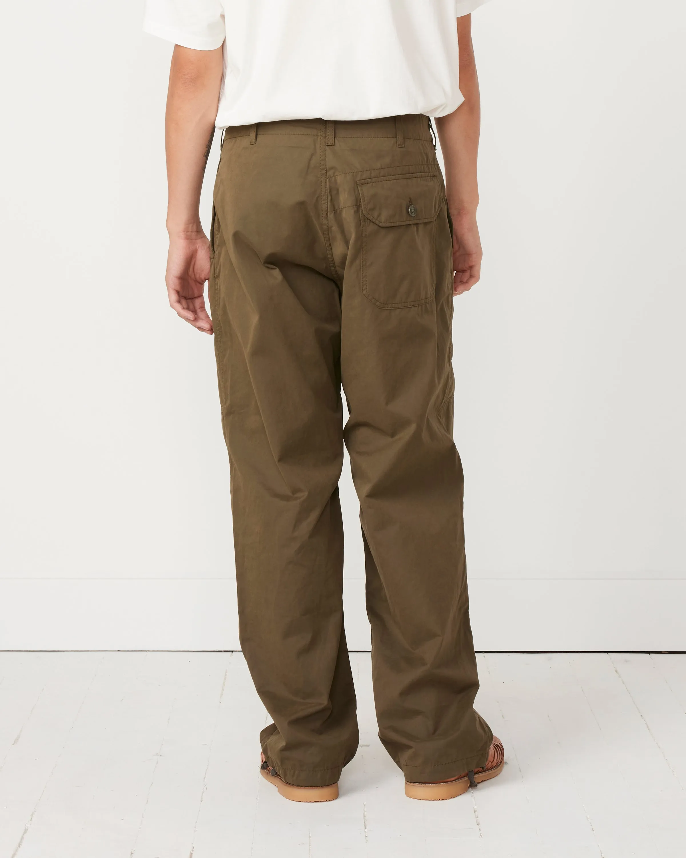 Coated Cloth Deck Pant in Olive