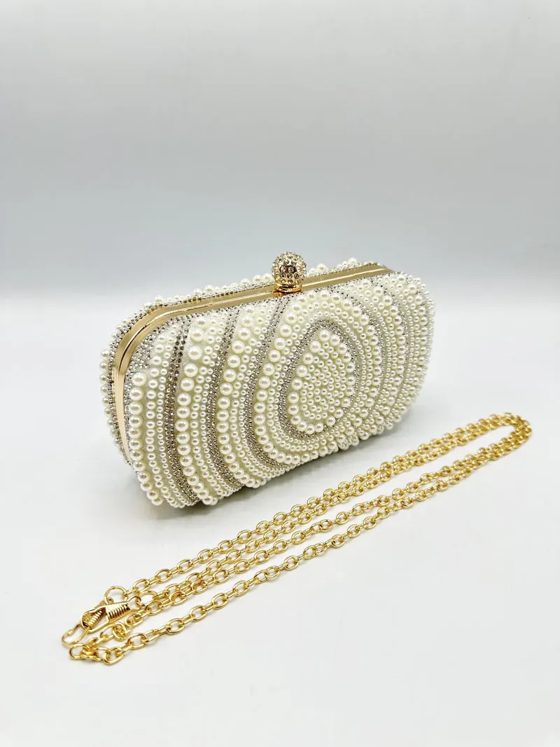 Colette Pearl & Diamante Clutch (Gold)