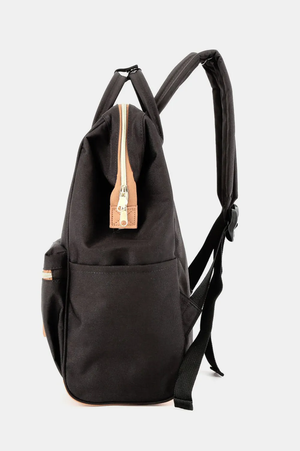 Contrast Waterproof Canvas Backpack Bag with Side Pockets