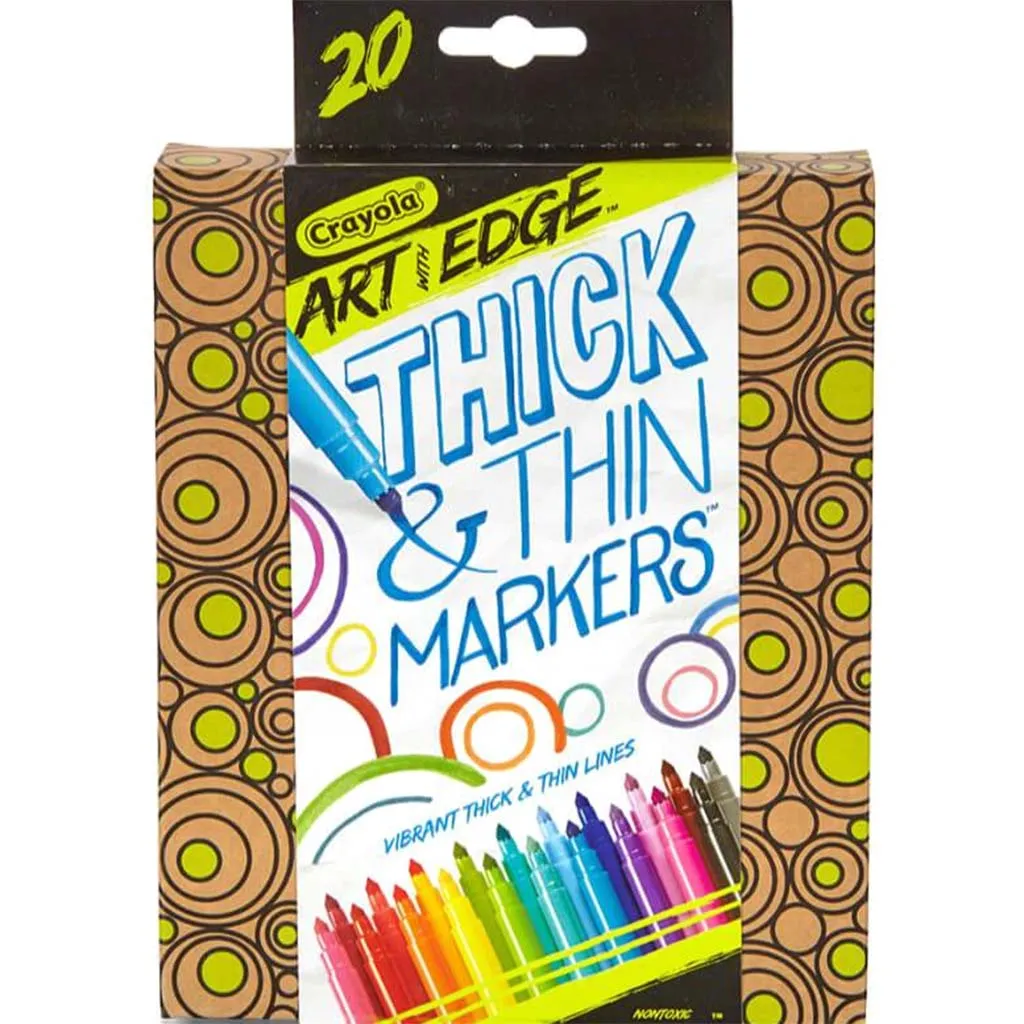 Crayola Thick and Thin Markers Conical Tip Markers 20 Count