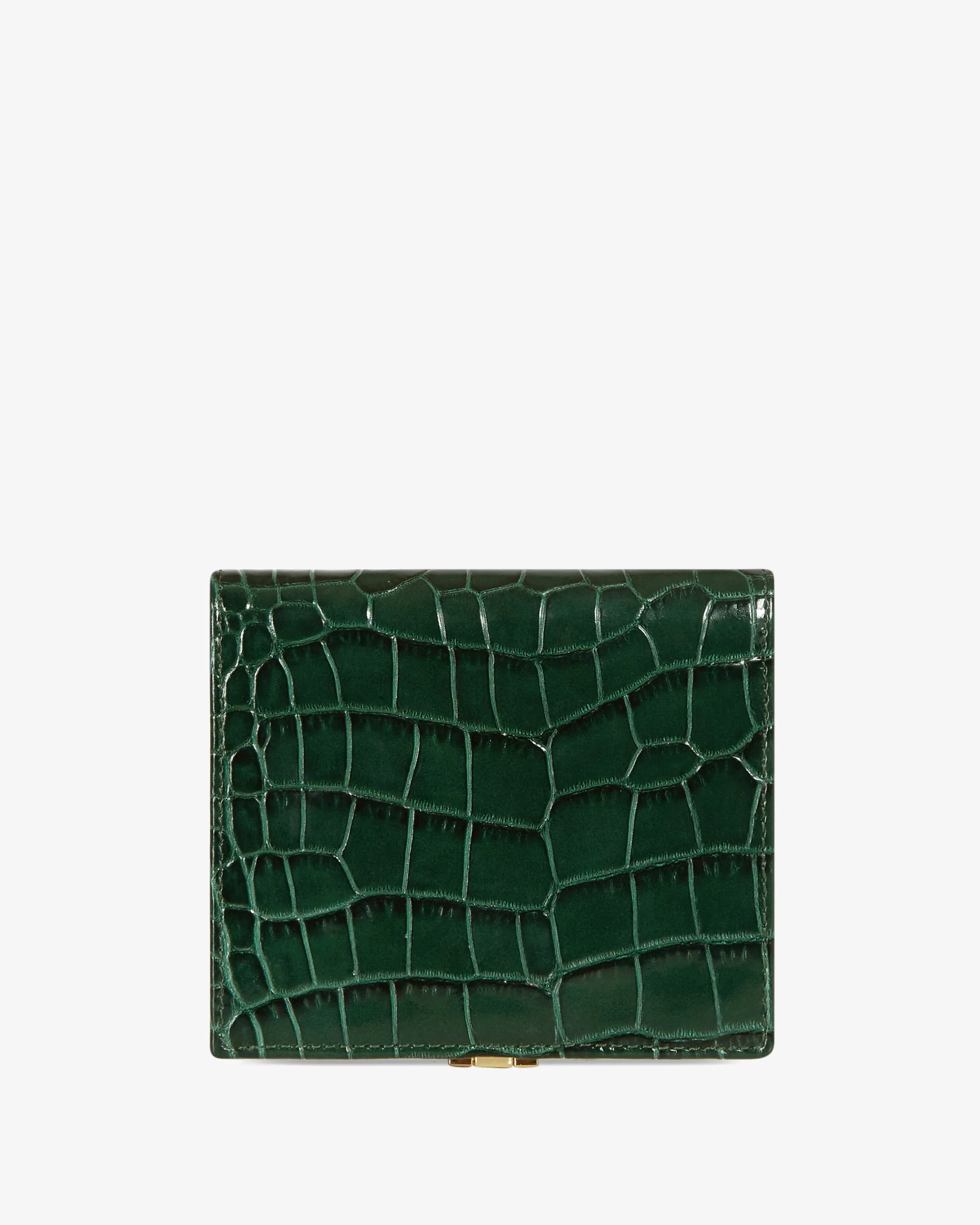 Crescent Wallet - Croc-Embossed Leather Bottle Green